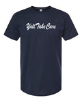 Y'all Take Care Script Tee Navy