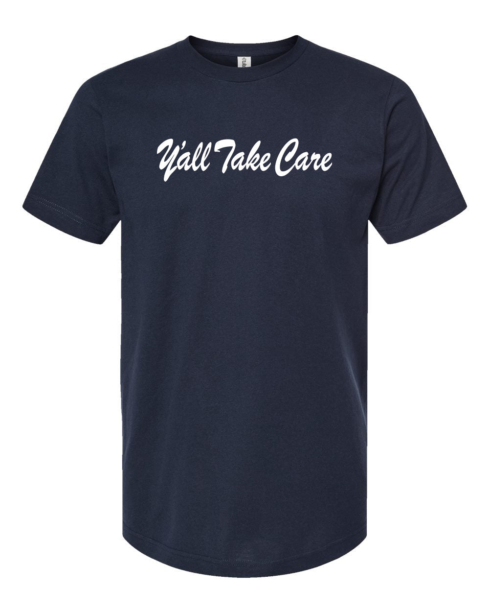 Y'all Take Care Script Tee Navy